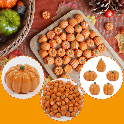 Fall Decorations for Home-6Pcs Mini Pumpkins & 2Pcs Gourds, 30Pcs Autumn Leaves & 10Pcs Acorns, 2Pcs Pinecones Centerpiece Set -Thanksgiving Harvest Decor for Table, Mantel, Party Backdrop