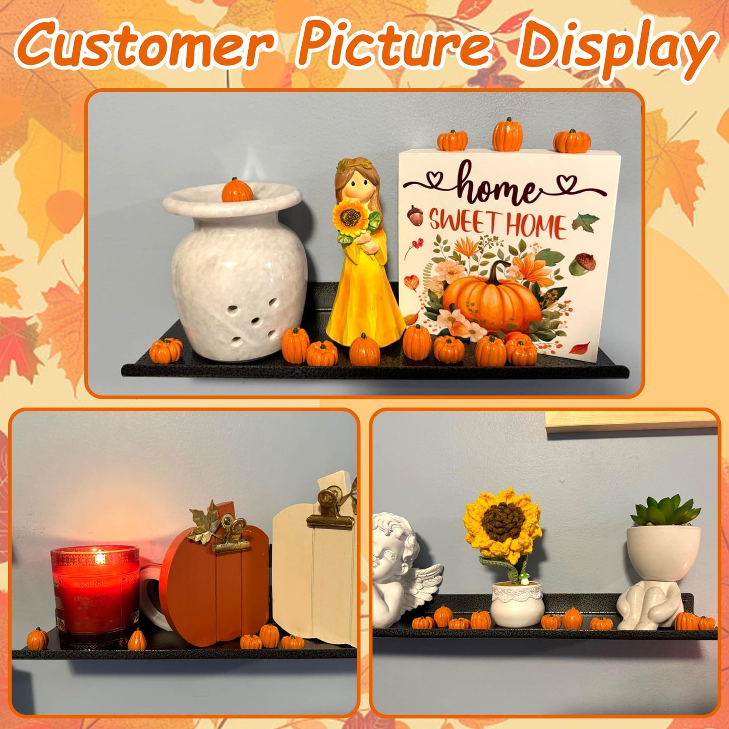 Fall Decorations for Home-6Pcs Mini Pumpkins & 2Pcs Gourds, 30Pcs Autumn Leaves & 10Pcs Acorns, 2Pcs Pinecones Centerpiece Set -Thanksgiving Harvest Decor for Table, Mantel, Party Backdrop