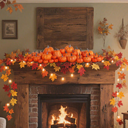 Fall Decorations for Home-6Pcs Mini Pumpkins & 2Pcs Gourds, 30Pcs Autumn Leaves & 10Pcs Acorns, 2Pcs Pinecones Centerpiece Set -Thanksgiving Harvest Decor for Table, Mantel, Party Backdrop