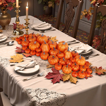Fall Decorations for Home-6Pcs Mini Pumpkins & 2Pcs Gourds, 30Pcs Autumn Leaves & 10Pcs Acorns, 2Pcs Pinecones Centerpiece Set -Thanksgiving Harvest Decor for Table, Mantel, Party Backdrop