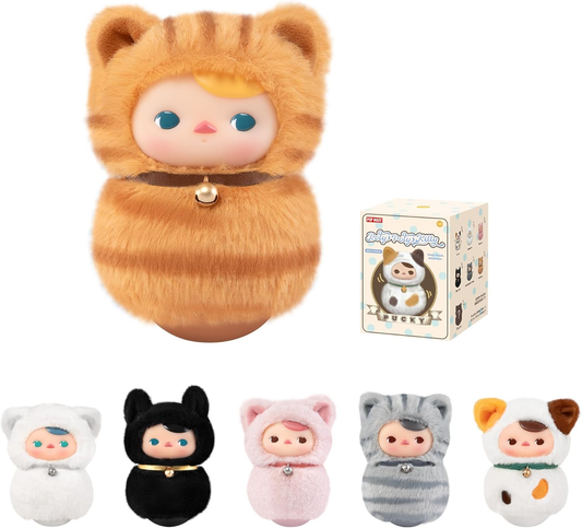 PUCKY Roly-Poly Kitty Series-Vinyl Plush Blind Box, PUCKY Blind Box Figures, Random Design Action Figures Collectible Toys Home Decorations, Holiday Birthday Gifts,Single Box