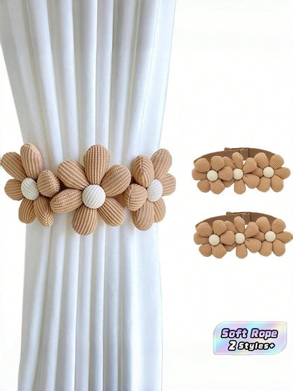 🌼 45cm Floral Curtain Tieback – Decorative Curtain Holdback Rope for Home Décor (1 Piece, White)
