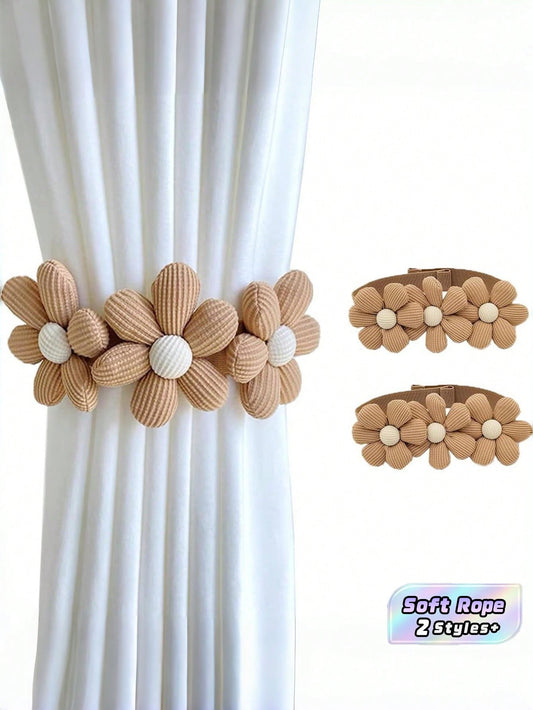 🌼 45cm Floral Curtain Tieback – Decorative Curtain Holdback Rope for Home Décor (1 Piece, White)