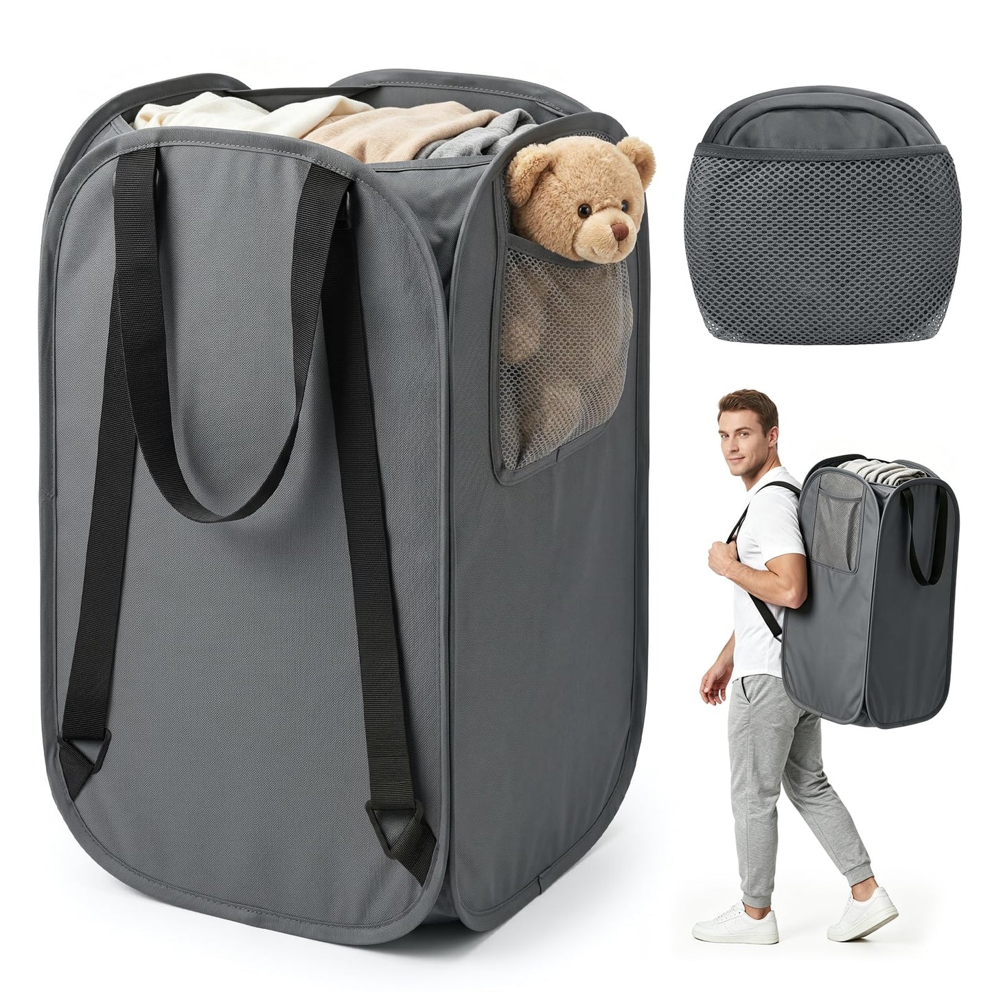 🎒 House Again 76L Laundry Backpack – Heavy-Duty Foldable Laundry Bag with Adjustable Shoulder Straps