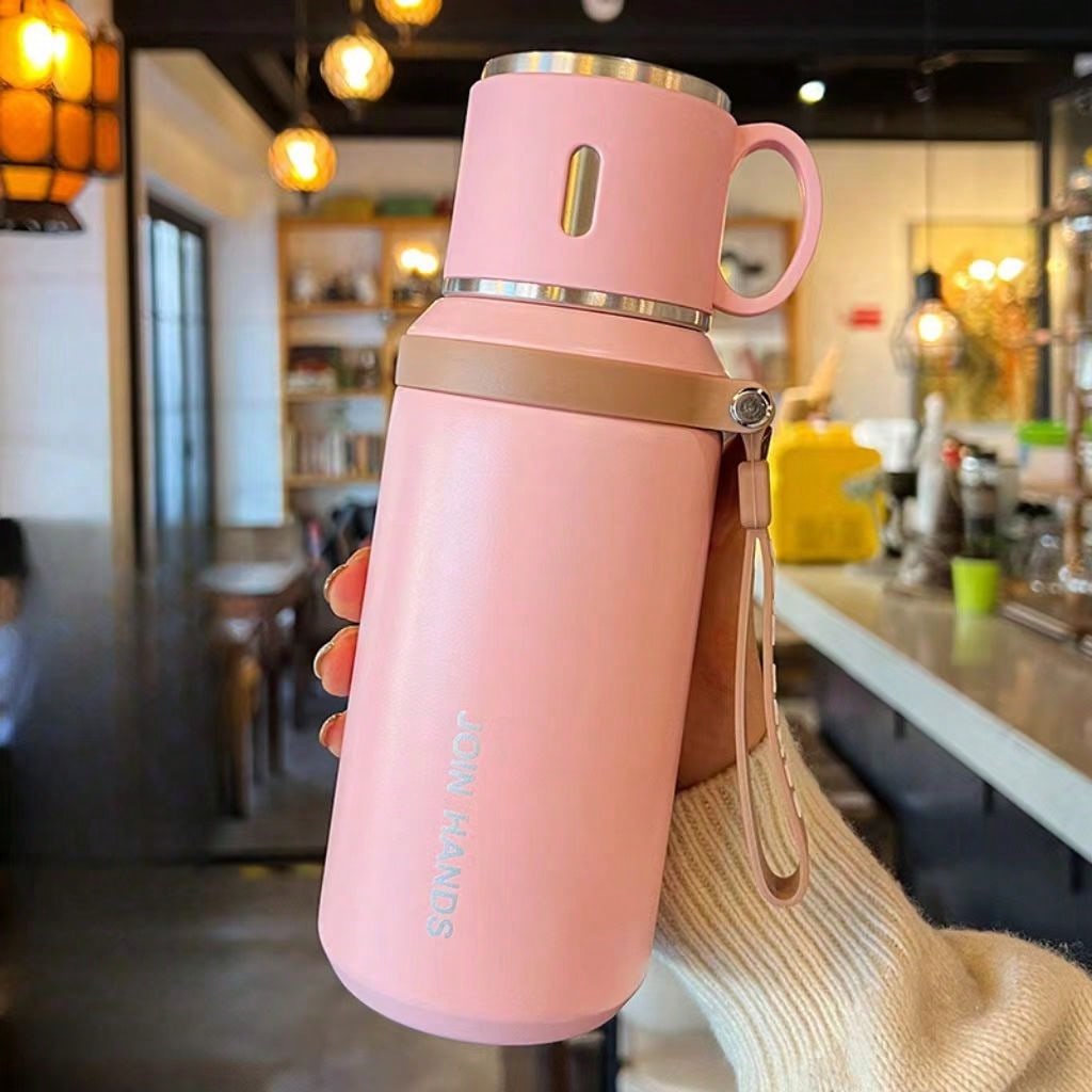 Stainless Steel Vacuum Flask – Double-Wall Insulated Water Bottle with Cup Lid