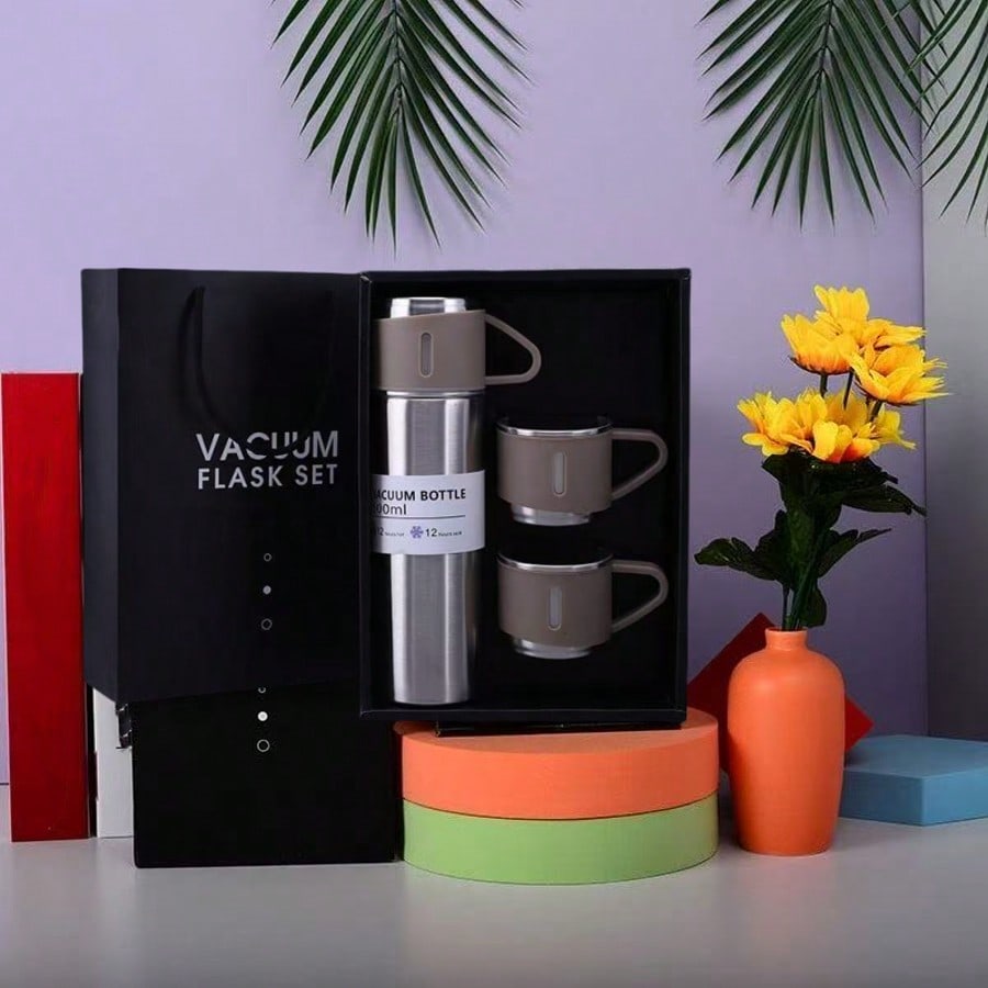 304 Stainless Steel Vacuum Insulated Cup Set – 1 Cup with 3 Lids Gift Box