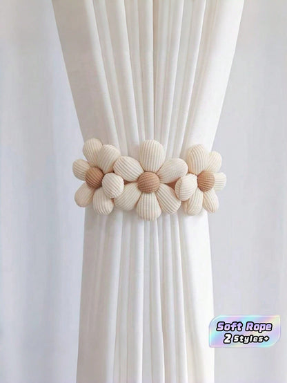 🌼 45cm Floral Curtain Tieback – Decorative Curtain Holdback Rope for Home Décor (1 Piece, White)