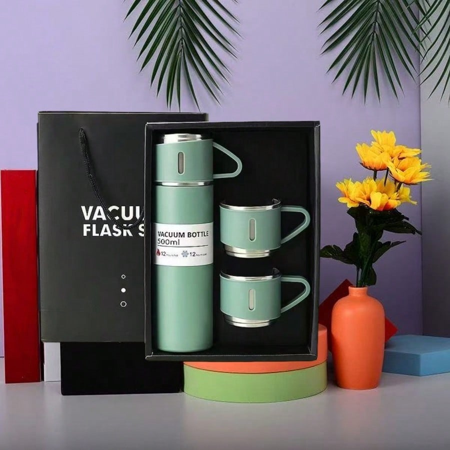 304 Stainless Steel Vacuum Insulated Cup Set – 1 Cup with 3 Lids Gift Box
