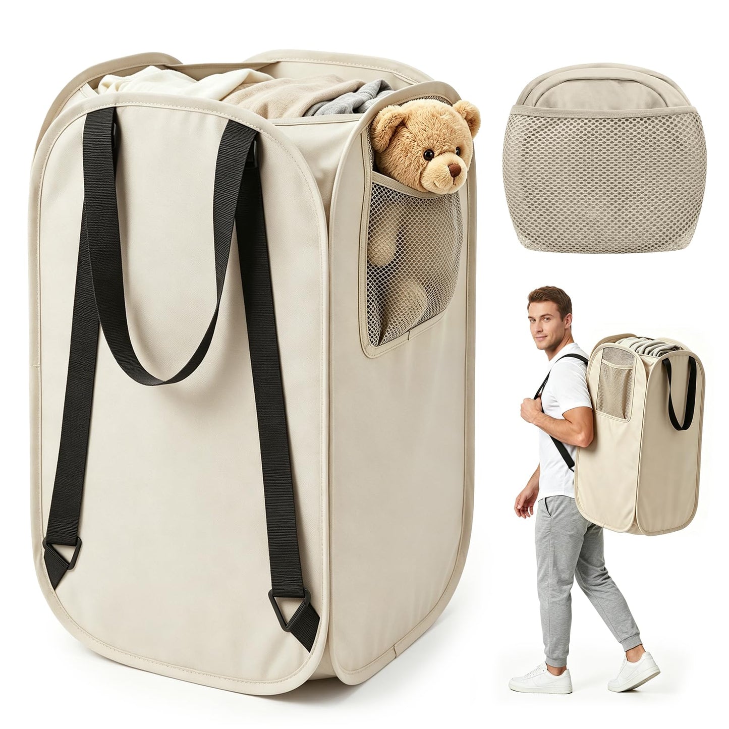 🎒 House Again 76L Laundry Backpack – Heavy-Duty Foldable Laundry Bag with Adjustable Shoulder Straps