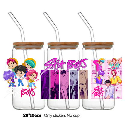 K-Pop Demon Hunters Wrapping Transfer Cups HUNTRX Decal Rumi Kpop Saja Boys Uvdtf Bottle K Pop Stickers Uv Dtf Car Huntrix Wraps