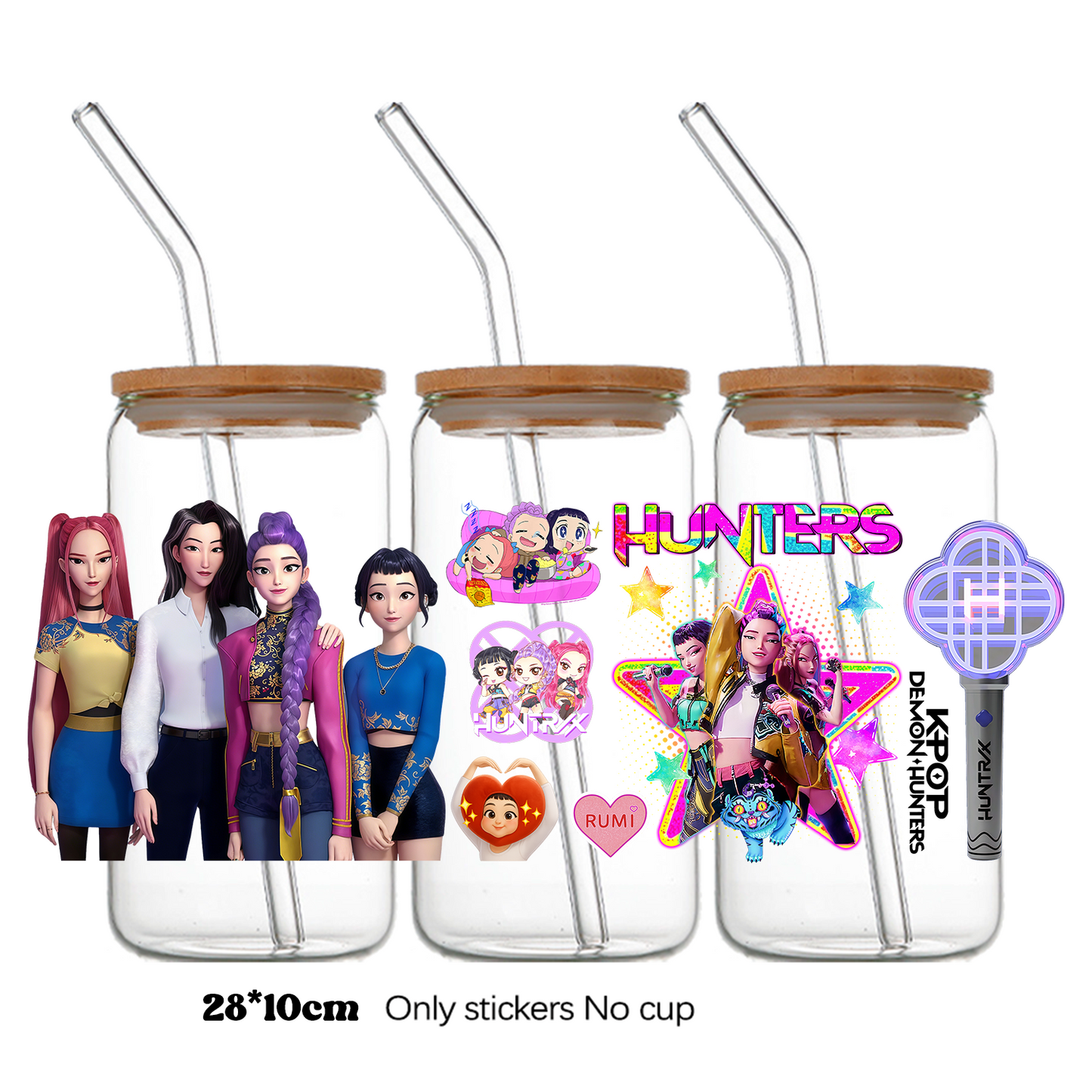 K-Pop Demon Hunters Wrapping Transfer Cups HUNTRX Decal Rumi Kpop Saja Boys Uvdtf Bottle K Pop Stickers Uv Dtf Car Huntrix Wraps