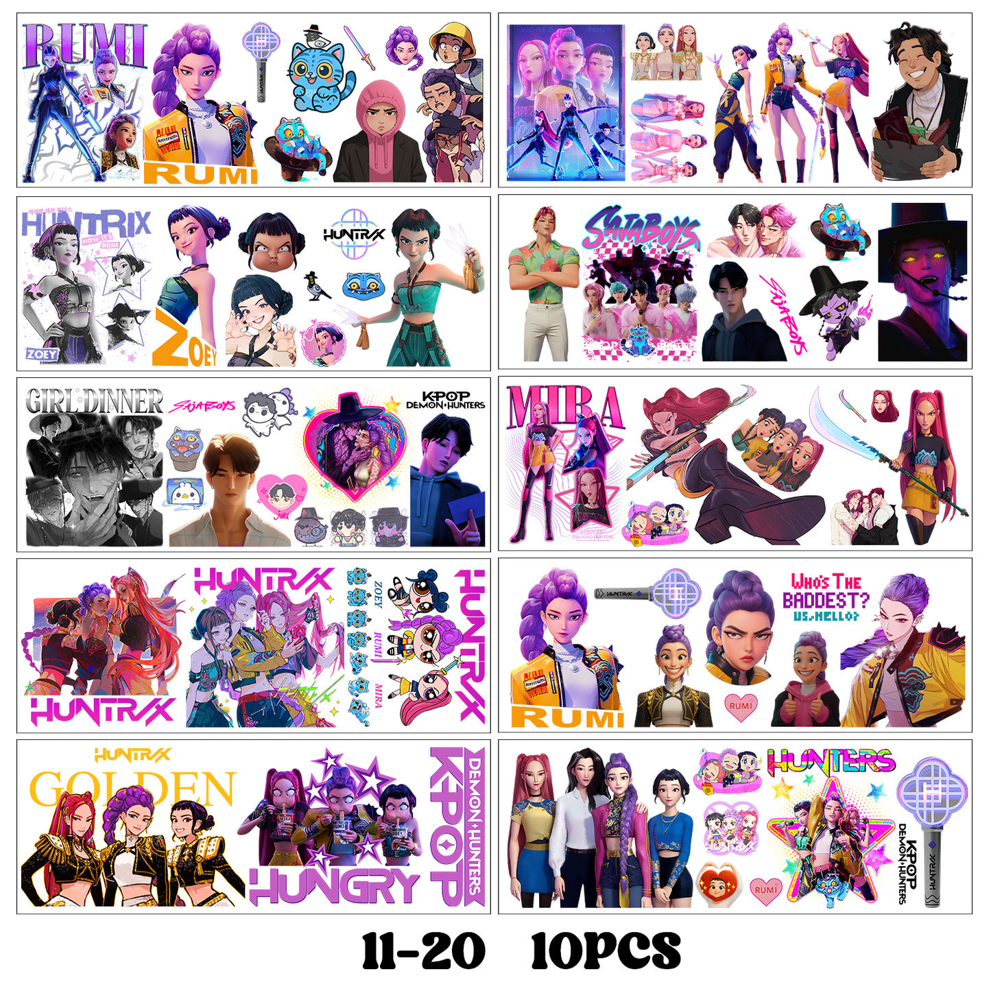 K-Pop Demon Hunters Wrapping Transfer Cups HUNTRX Decal Rumi Kpop Saja Boys Uvdtf Bottle K Pop Stickers Uv Dtf Car Huntrix Wraps