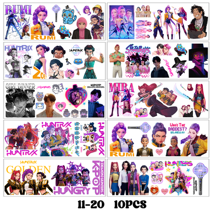 K-Pop Demon Hunters Wrapping Transfer Cups HUNTRX Decal Rumi Kpop Saja Boys Uvdtf Bottle K Pop Stickers Uv Dtf Car Huntrix Wraps