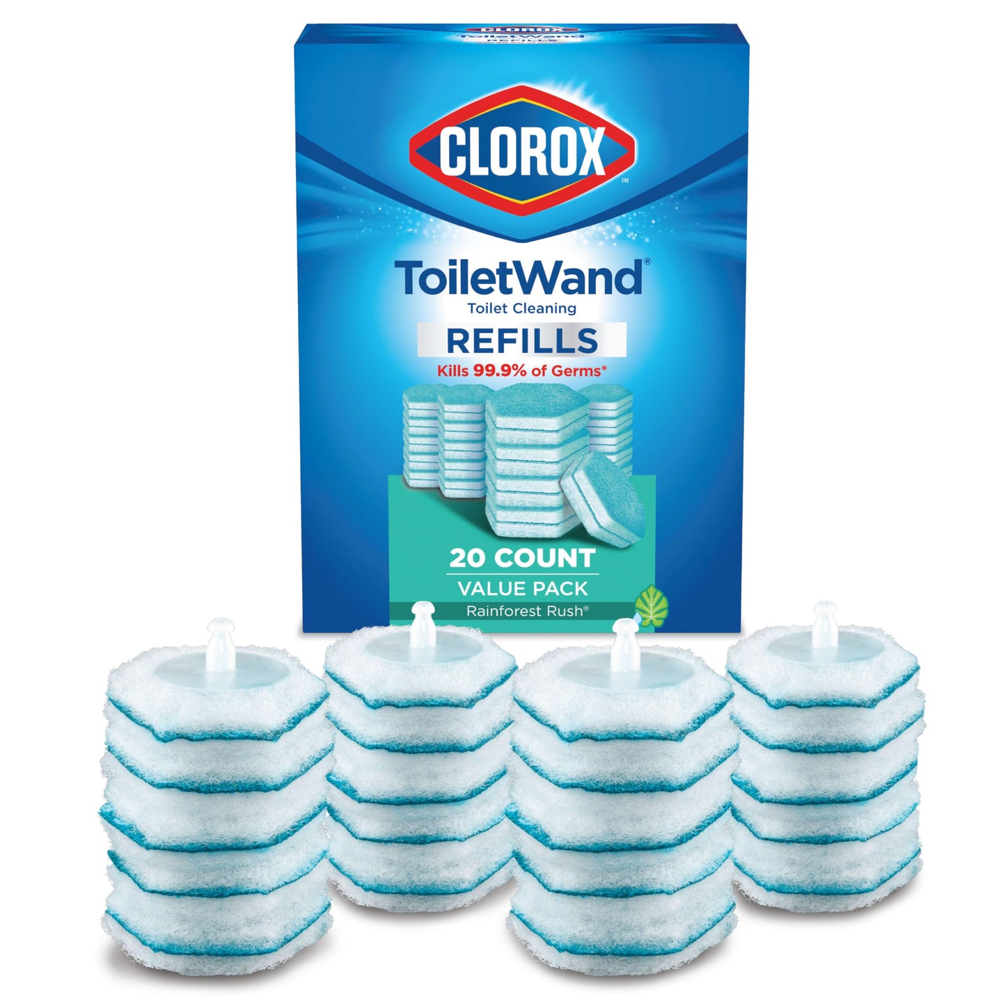 Toiletwand Disinfecting Refills, Disposable Wand Heads, 20/30 Count (Package May Vary)