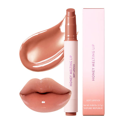 HONEY MELTING LIP (00 CHAI MILK TEA) SOFT LIP STICK Hydrating Gloss, Moisturizing Balms, Sheer Tint, Shine & Nude, Glowy Finish, Korean Make Up