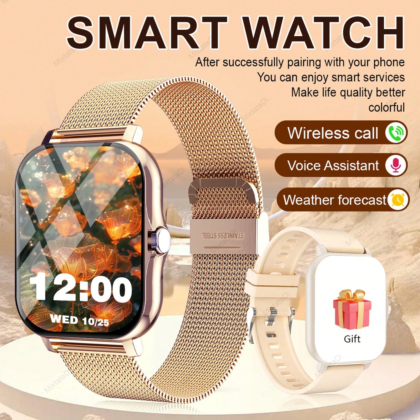 MixtataDi Smart Watch – Multifunctional Sports Smartwatch with Wireless Calls, Music & Notifications (Android/iOS)