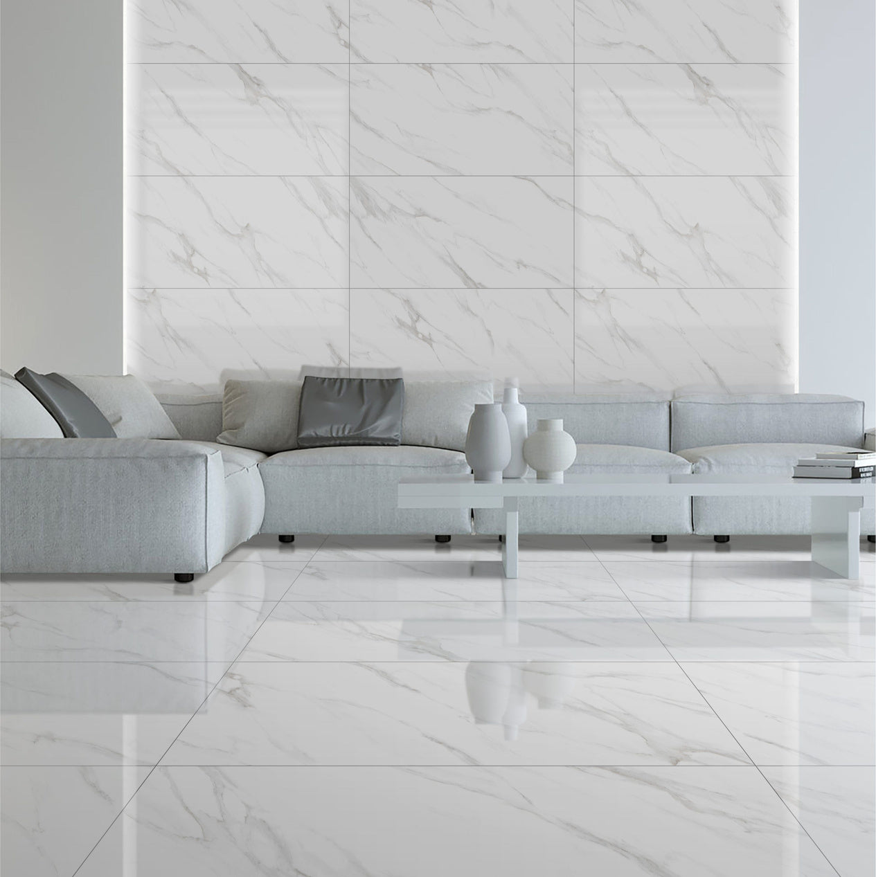 Swizer White  24x48 Porcelain Tile - Glossy