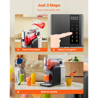 Succebuy 2L Slushie Machine No Ice Needed Margarita Machine with Self-Cleaning Frozen Margaritas Frappés Milkshake for Home