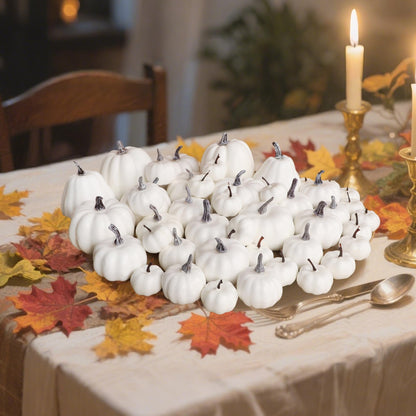 Fall Decorations for Home-6Pcs Mini Pumpkins & 2Pcs Gourds, 30Pcs Autumn Leaves & 10Pcs Acorns, 2Pcs Pinecones Centerpiece Set -Thanksgiving Harvest Decor for Table, Mantel, Party Backdrop