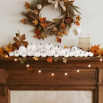 Fall Decorations for Home-6Pcs Mini Pumpkins & 2Pcs Gourds, 30Pcs Autumn Leaves & 10Pcs Acorns, 2Pcs Pinecones Centerpiece Set -Thanksgiving Harvest Decor for Table, Mantel, Party Backdrop