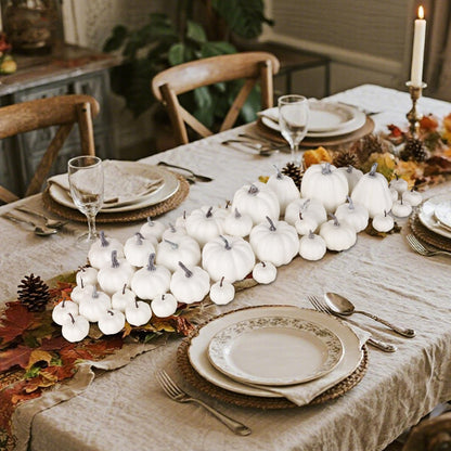 Fall Decorations for Home-6Pcs Mini Pumpkins & 2Pcs Gourds, 30Pcs Autumn Leaves & 10Pcs Acorns, 2Pcs Pinecones Centerpiece Set -Thanksgiving Harvest Decor for Table, Mantel, Party Backdrop