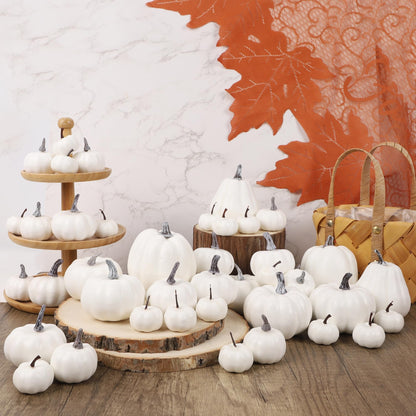 Fall Decorations for Home-6Pcs Mini Pumpkins & 2Pcs Gourds, 30Pcs Autumn Leaves & 10Pcs Acorns, 2Pcs Pinecones Centerpiece Set -Thanksgiving Harvest Decor for Table, Mantel, Party Backdrop
