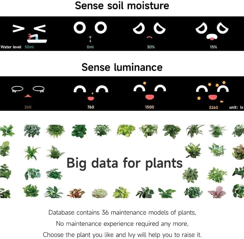 Smart Flowerpots,Smart Pet Planter,Ai Planter,Intelligent Flowerpots,Multiple Expressions,7 Smart Sensors, and Ai Chips Make Raising Plants Easy and Fun for Living Room,Plant-Free(Green)