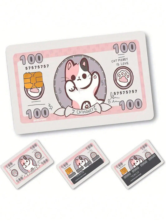 4Pcs Cute Cat Pattern PVC Credit Card Holder, Fits Bank Card, Debit Card, Transportation Card, Room Key Card and Skin Stickers School Supplies, Back to School