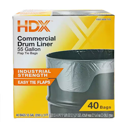 55 Gallon Clear Heavy-Duty Flap Tie Drum Liner Trash Bags (80-Count)