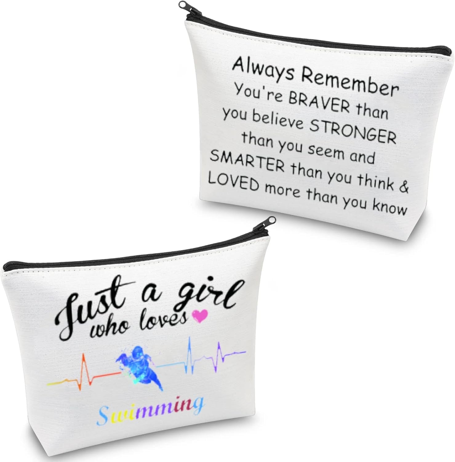 Just a Girl Who Loves Swimming Gifts Makeup Bag Swim Cosmetic Bags Gifts for Swimming Pool Lovers Travel Bag (Just a Girl Who Loves Swimming Cosmetic Bag)