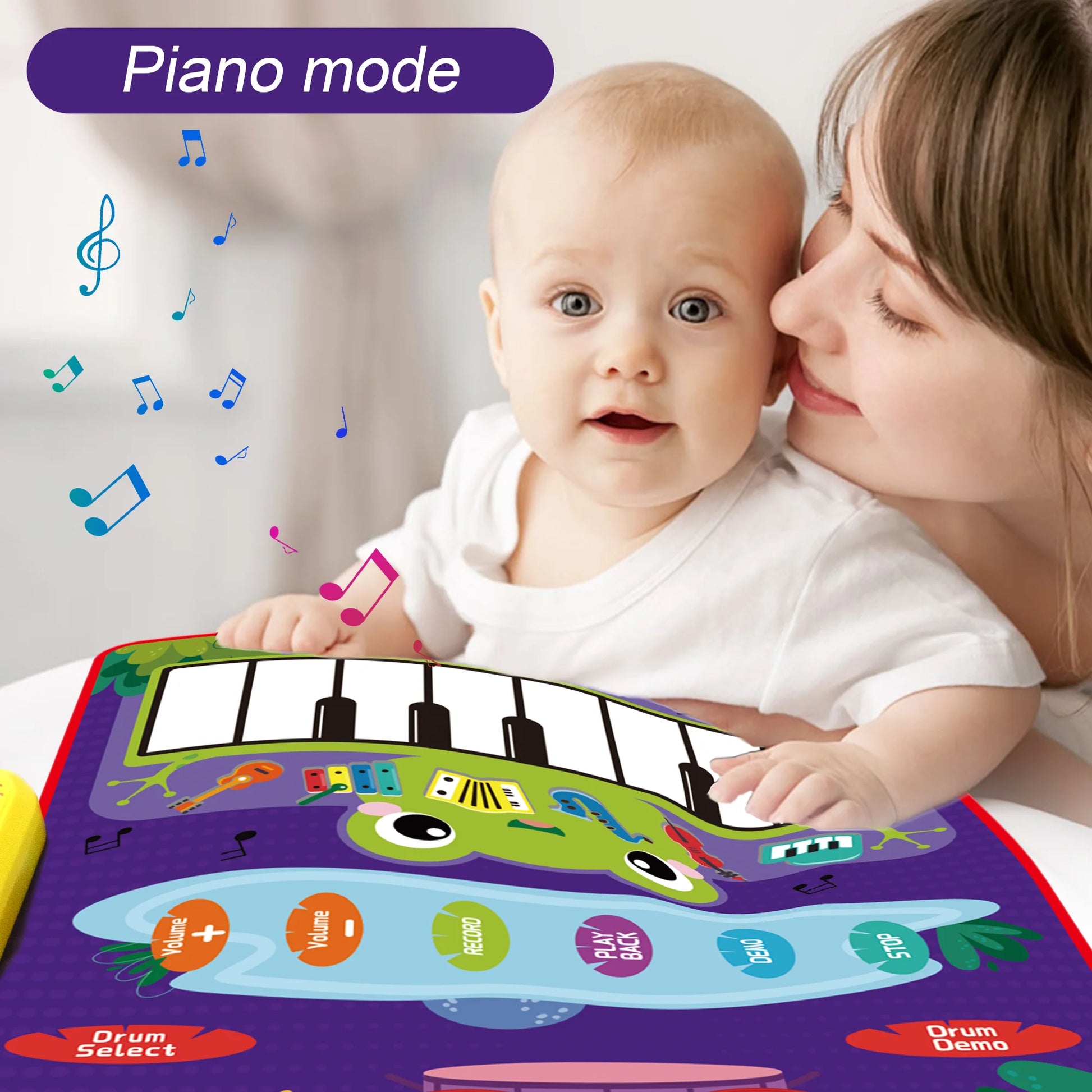 Upgraded Baby Toys for 1 Year Old Boys Girls, 2 in 1 Musical Toys Toddler Piano & Drum Mat with 2 Sticks, Learning Floor Blanket Gifts for 1 2 3 4 Year Boy Girl for Birthday Christmas