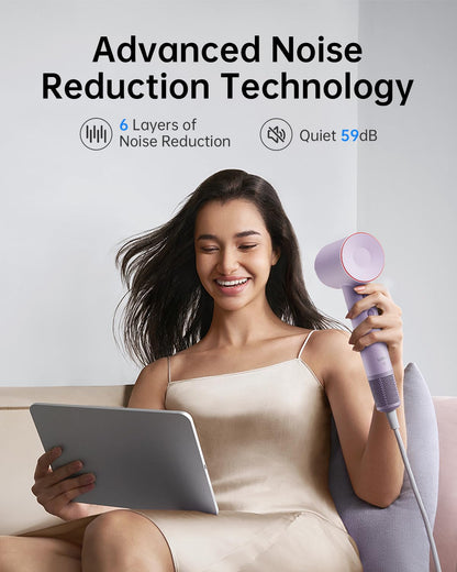 Hair Dryer SE, 200 Million Negative Ionic Blow Dryer with 105,000 RPM Brushless Motor 1400W Powerful Fast Drying High-Speed Low Noise Hairdryer with Magnetic Attachments