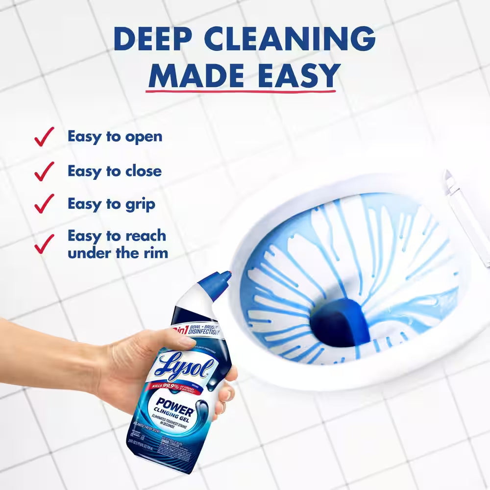 Power Toilet Bowl Cleaner Gel, for Cleaning and Disinfecting, Stain Removal, 24Oz (2 Pack)