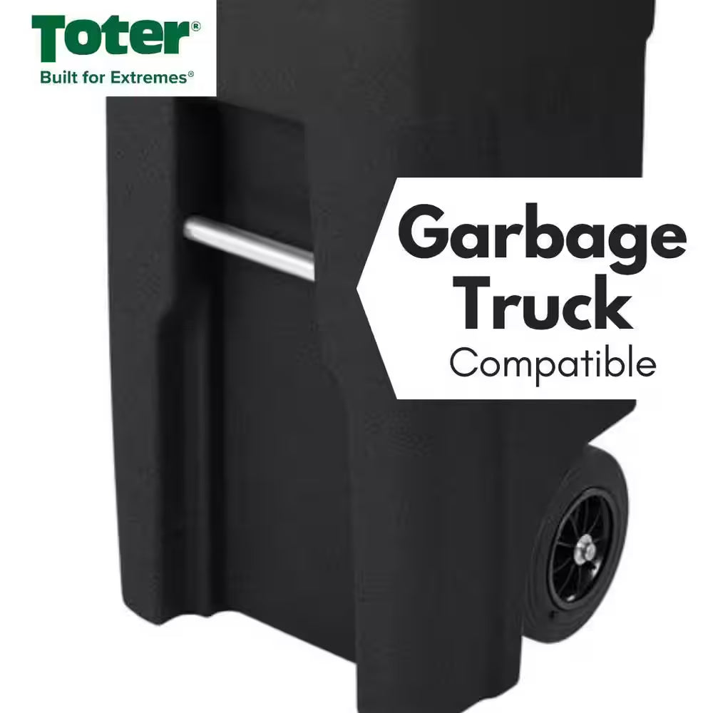 32 Gallon Blackstone Outdoor Trash Can/Garbage Can with Quiet Wheels and Attached Lid