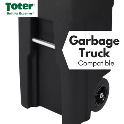 32 Gallon Blackstone Outdoor Trash Can/Garbage Can with Quiet Wheels and Attached Lid