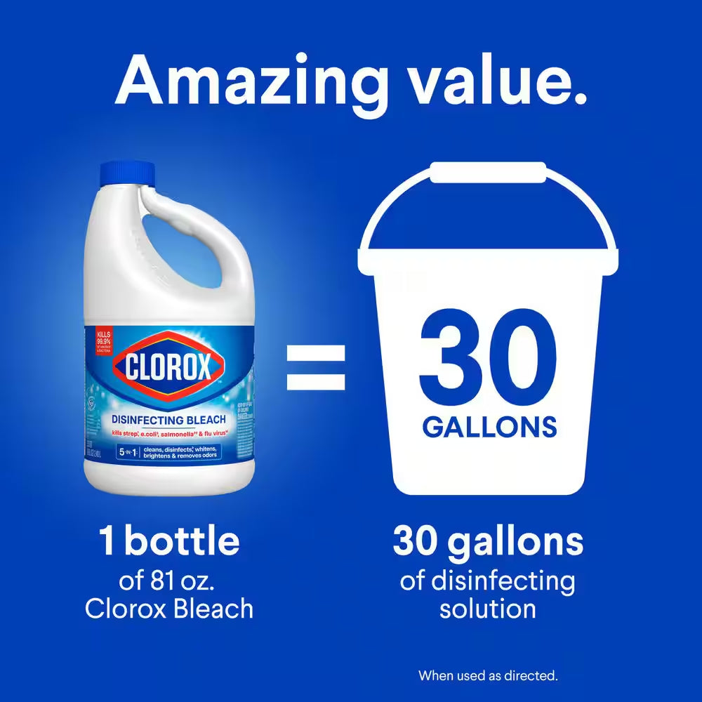 Concentrated Regular Disinfecting Liquid Laundry Bleach, 81 Fl.Oz. 6-Pack