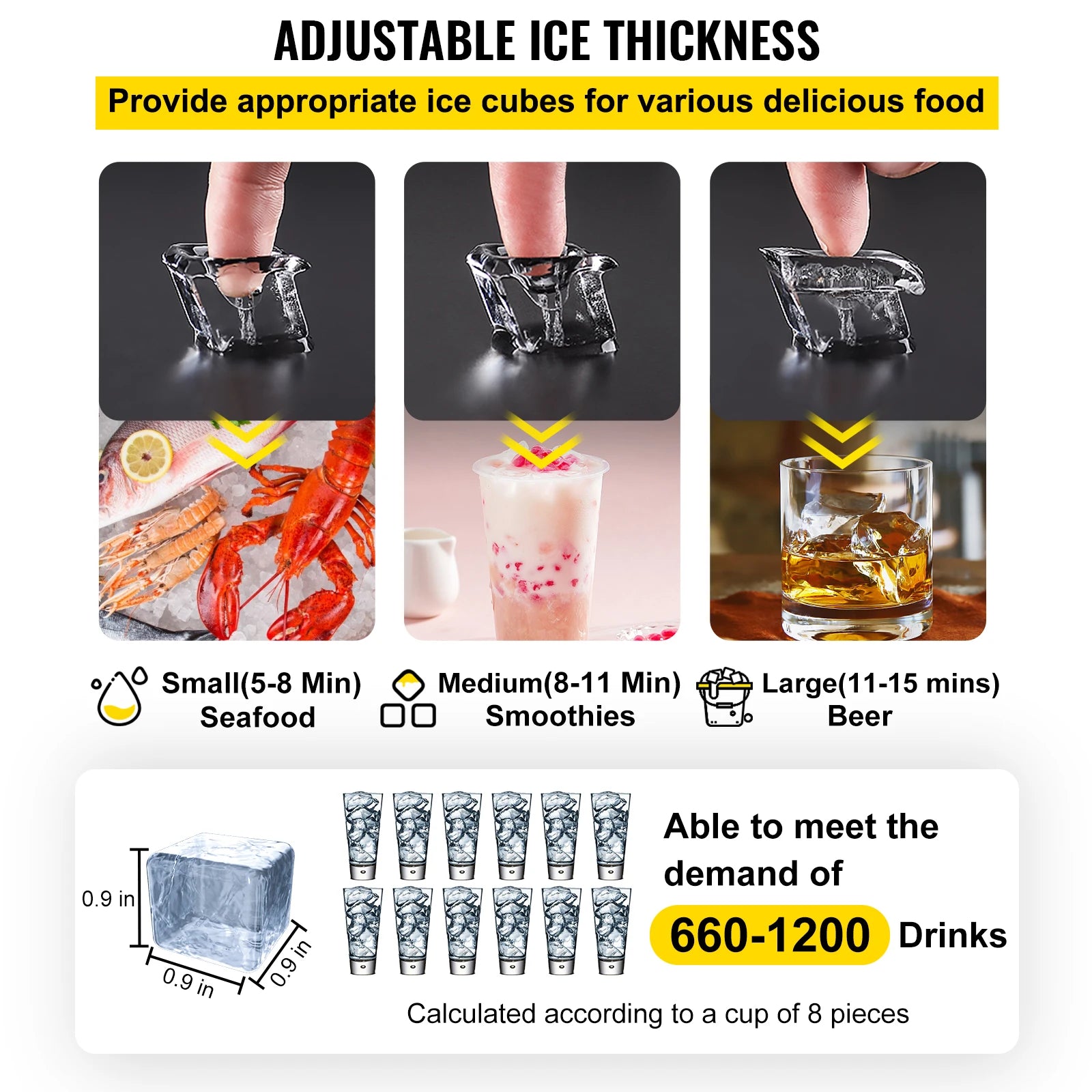 50-70 KG/24H Electric Ice Cube Making Machine Generator Production Stainless Steel Chopper for Restaurants Bars Commercial