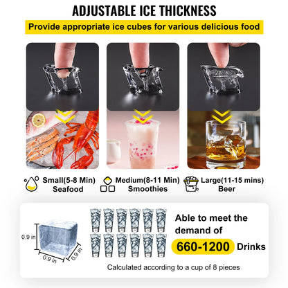 50-70 KG/24H Electric Ice Cube Making Machine Generator Production Stainless Steel Chopper for Restaurants Bars Commercial