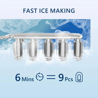 SIMZLIFE Ice Maker Countertop , 26.5 Lbs/24H, 9 Cubes in 6 Mins,Self-Cleaning, Portable Ice Maker with Handle for Home,Red