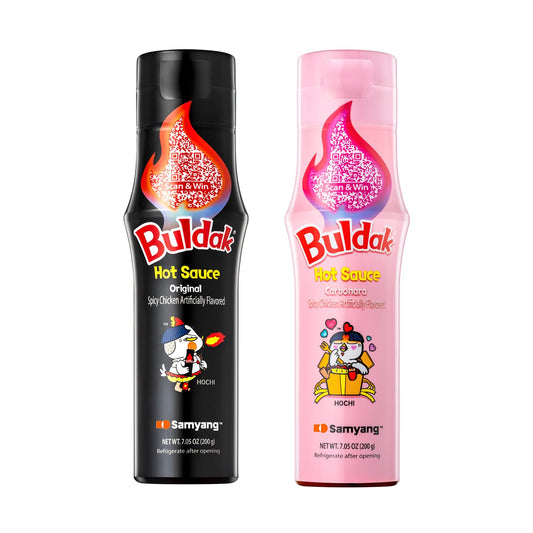 Buldak Hot Sauce - Original Carbonara Bundle, Korean Spicy Hot Chicken Flavor Sauce [5.57 Fl Oz (200G) X 2 Pack]