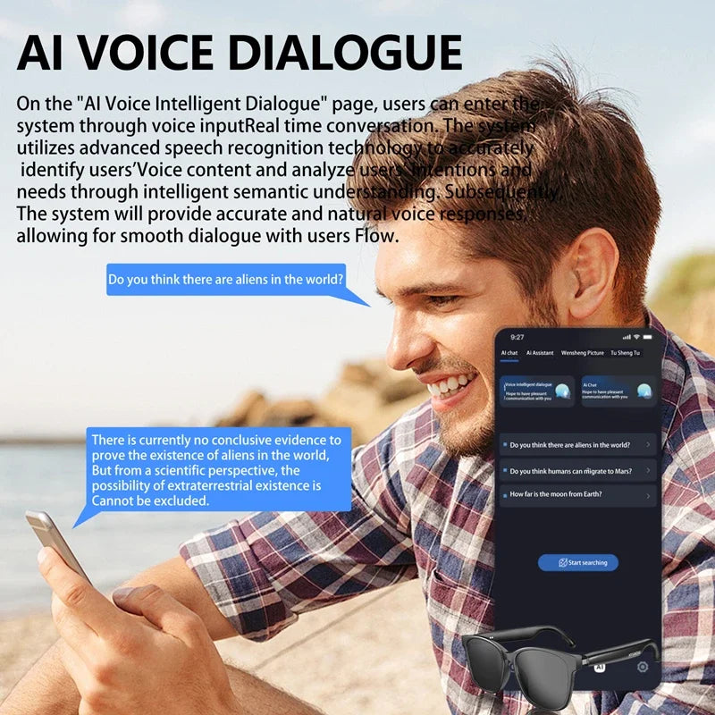 Smart Glasses AI Intelligent Translation Wireless Bluetooth Glasses Real-Time Simultaneous Interpretation Headset HY-C8