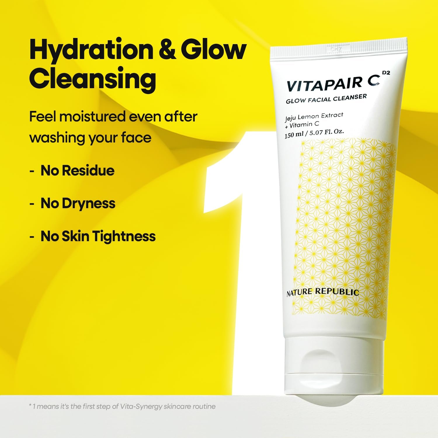 Vitapair C Glow Facial Cleanser - Vitamin Face Wash for Cleaner Skin, Hydrating Facewash for Women, Gentle Natural Cleanser, Daily Makeup Remover, Nighttime Foaming, 150Ml / 5.07 Fl Oz