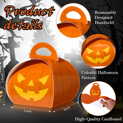 36 Pieces Halloween Boxes Halloween Goodie Boxes Candy Boxes with Handle Candy Container Horror Party Favor Box for Party Treat Favors Decoration, 6 Patterns