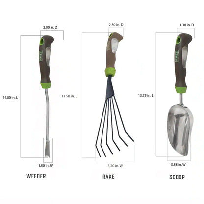 6-Piece Garden Tool Set - Hand Trowel, Hand Weeder, Hand Rake, Hand Transplanter, Hand Scoop and Hand Cultivator