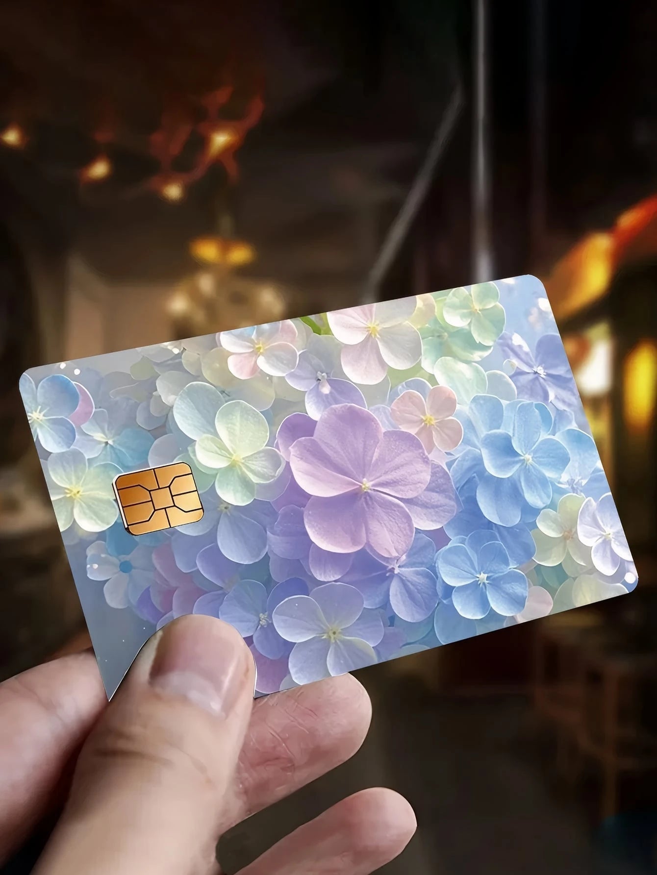 1Pc/2Pcs Slim Credit Card Skin, Floral Design Macaron Color PVC Durable Anti-Fingerprint Privacy Protection Sticker, Suitable for Bank Cards, Bus Cards, Debit Cards, Commuter Cards, Campus Cards DIY Decorative Sticker,Back to School,School Supplies