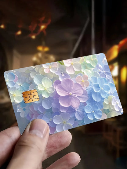 1Pc/2Pcs Slim Credit Card Skin, Floral Design Macaron Color PVC Durable Anti-Fingerprint Privacy Protection Sticker, Suitable for Bank Cards, Bus Cards, Debit Cards, Commuter Cards, Campus Cards DIY Decorative Sticker,Back to School,School Supplies