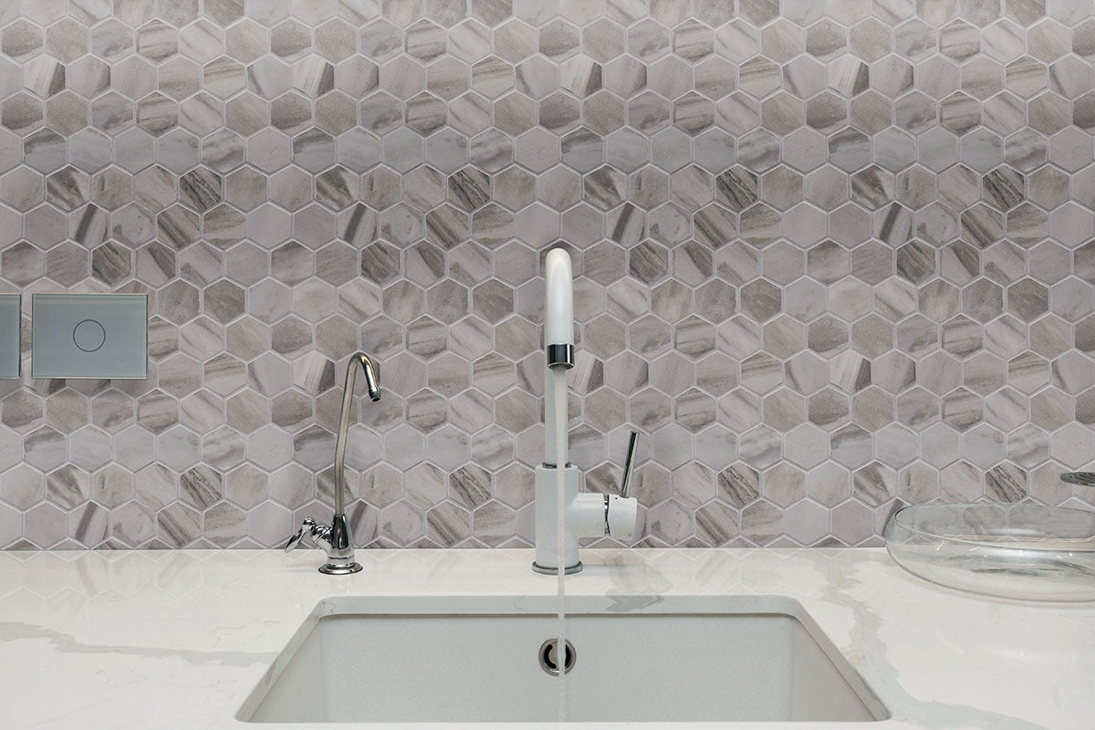 Eden Bardiglio 2" Hexagon Mosaic Porcelain - Matte