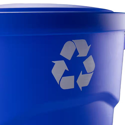 32 Gal. Blue Heavy Duty Outdoor Recycling Trash Can with Domed Lid