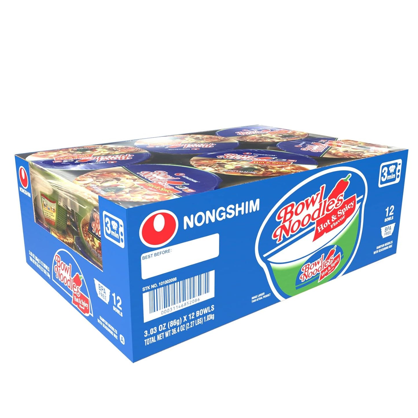 Ramen Noodles, Gourmet Instant Ramen Bowl, Premium Microwavable Noodle Soup, Hot & Spicy, 3.03 Ounce (Pack of 12)