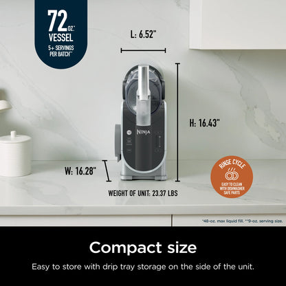 Slushi with Rapidchill Technology, 72 Oz. Frozen Drink & Slushie Machine, 3 Presets, Margaritas, Frappes, Dishwasher Safe, Black, FS300